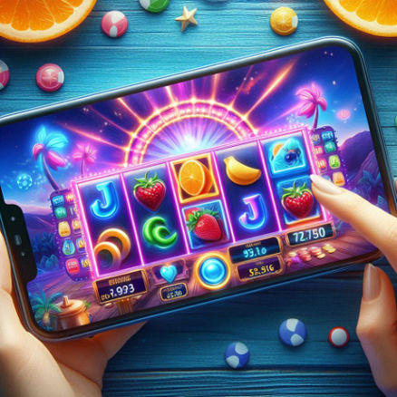 A vibrant, high-definition online slot game screen on a mobile device.